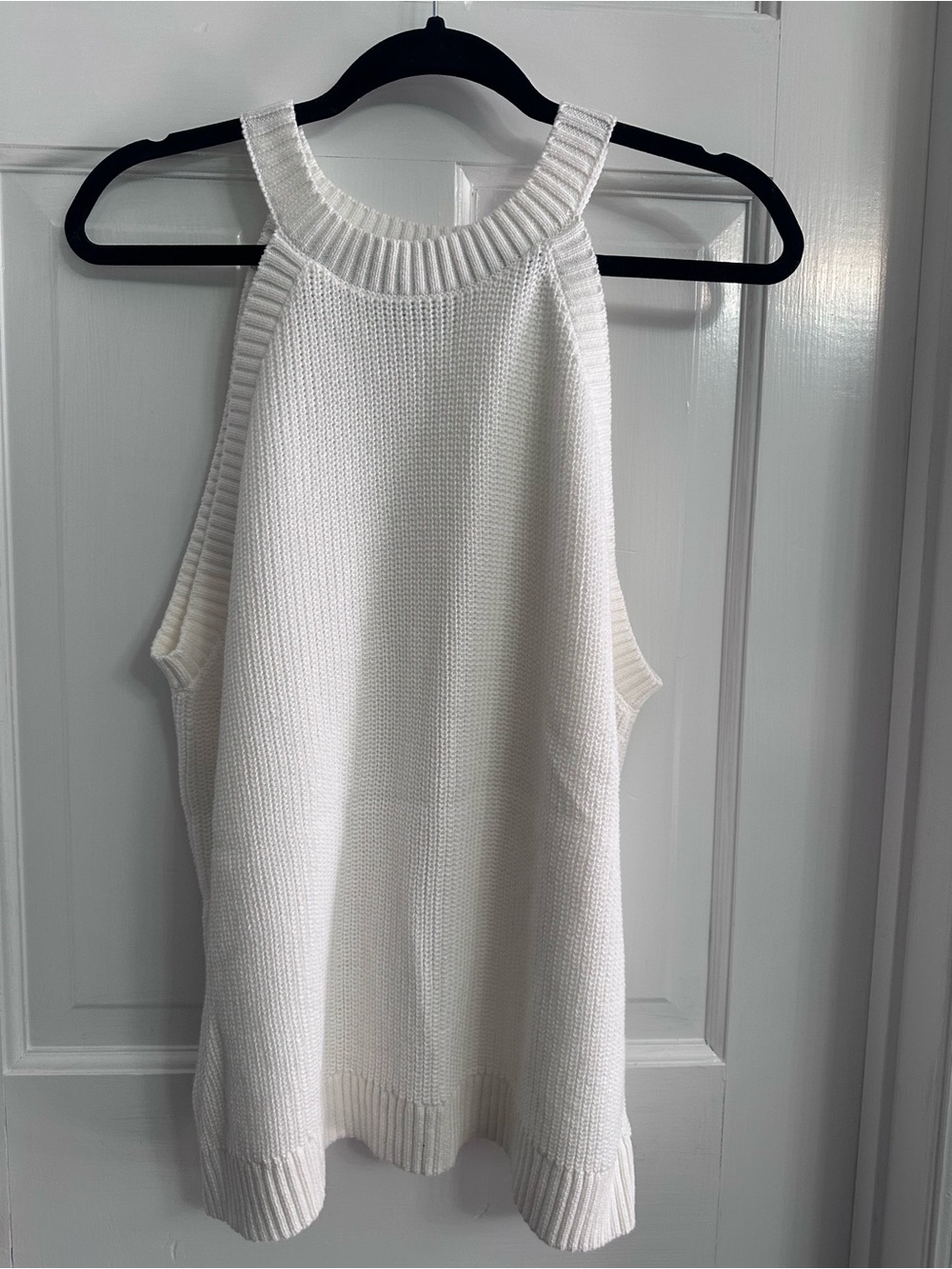 White Knit Sweater Tank Top